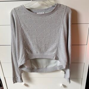 💕NWOT JENNIFER LOPEZ WOMENS SIZE XS GRAY CROPPED SWEATSHIRT
